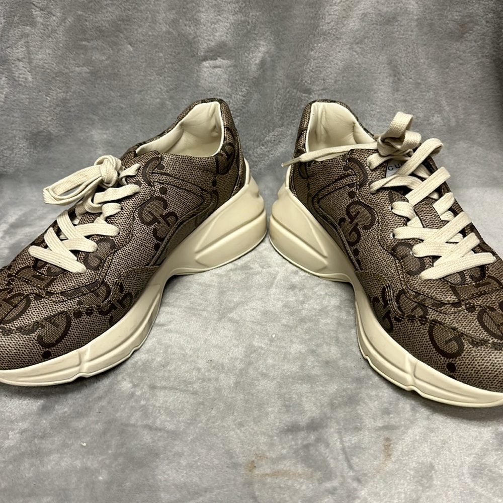 GUCCI Rython Jumbo GG Canvas Sneakers Size 38 - Picture 8 of 11